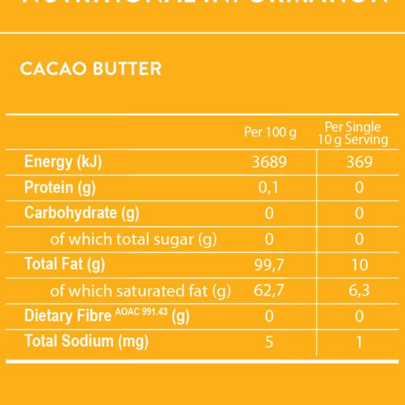CACAO BUTTER Nutritional Label CACAO BUTTER Nutritional Label