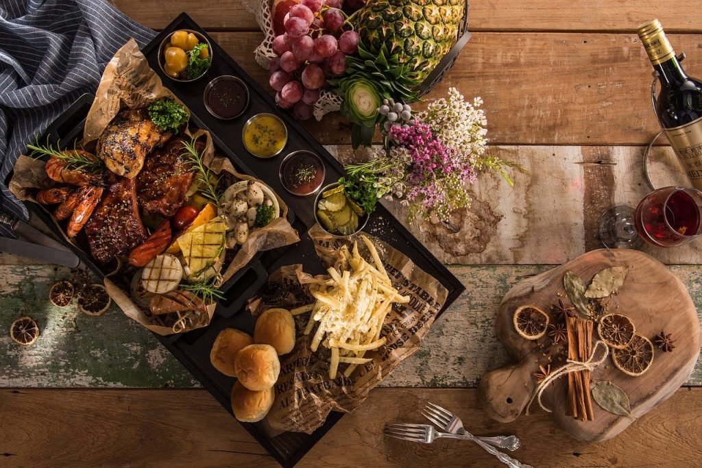 sliced up rare steak platter, food, delicious food