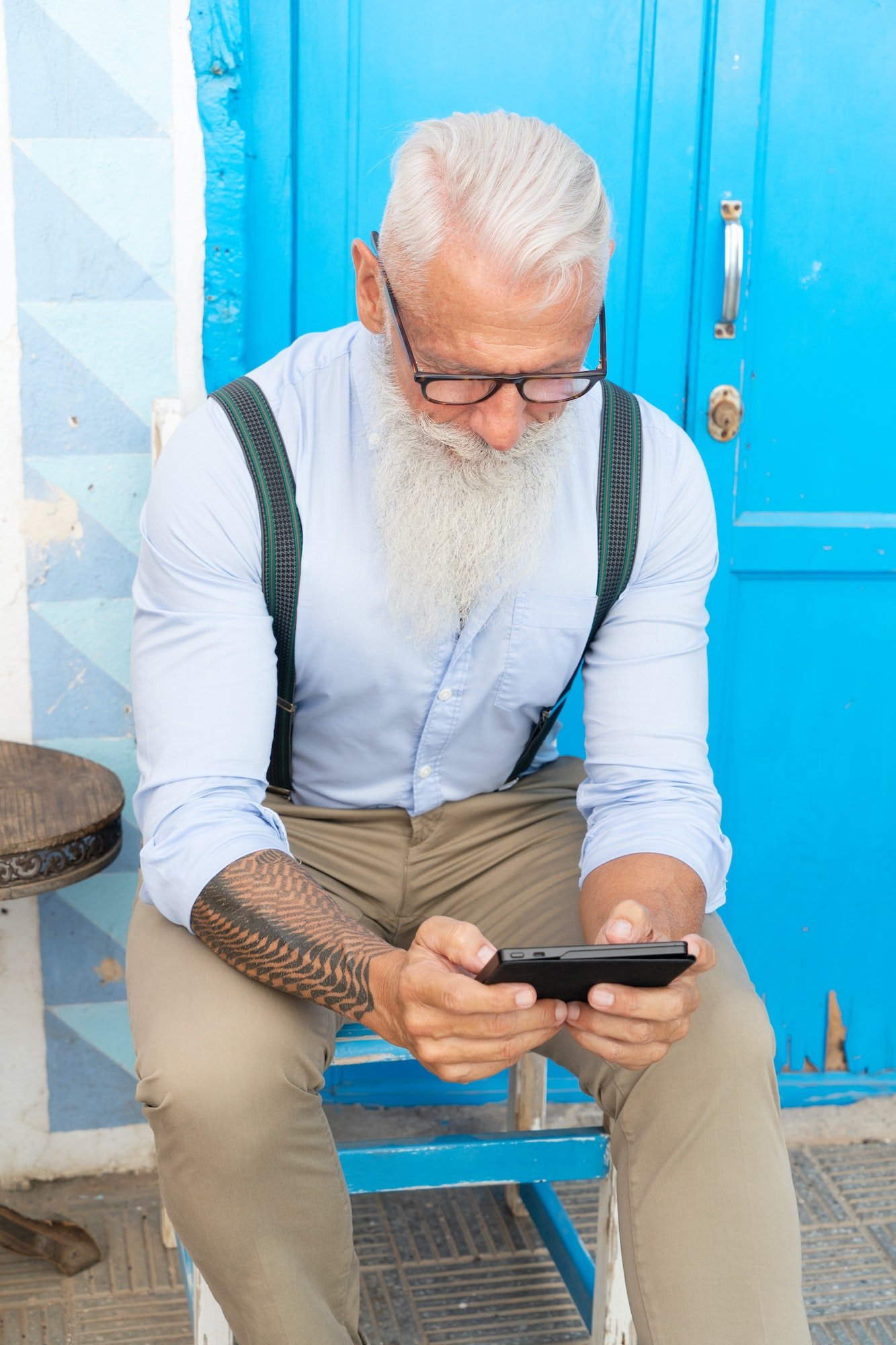 Senior man with a phone